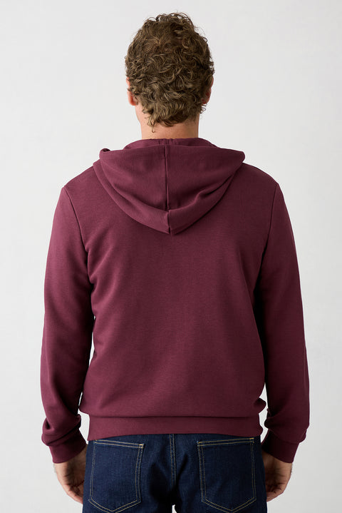 Dark Burgundy Hooded Zip-Through Regular Fit Sweatshirt