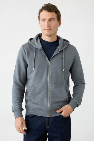  Orta Antrasit Kapüşonlu Fermuarlı Regular Fit Sweatshirt