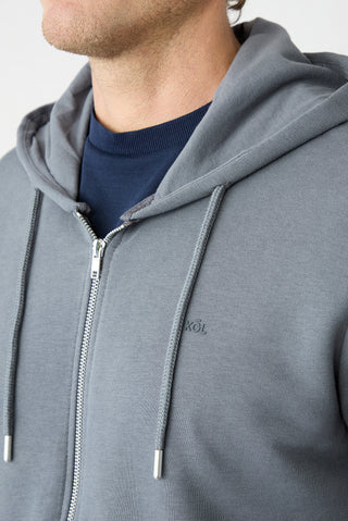  Orta Antrasit Kapüşonlu Fermuarlı Regular Fit Sweatshirt
