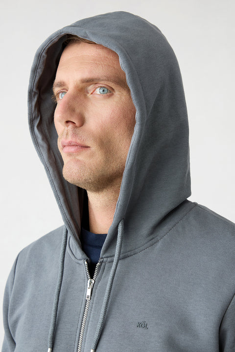 Medium Anthracite Hooded Zippered Regular Fit Sweatshirt