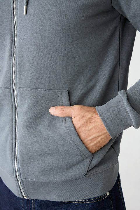 Medium Anthracite Hooded Zippered Regular Fit Sweatshirt