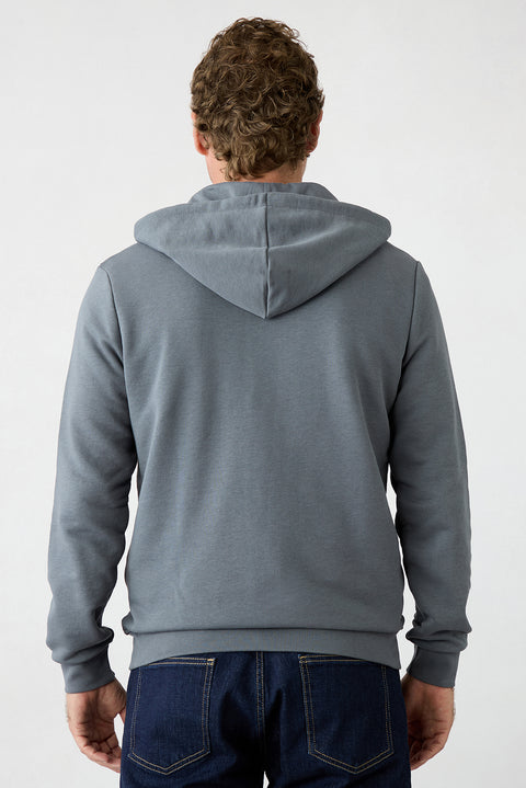 Medium Anthracite Hooded Zippered Regular Fit Sweatshirt