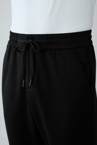  Siyah Regular Fit Likralı Düz Beli Bağcıklı Lastikli Sweatpant