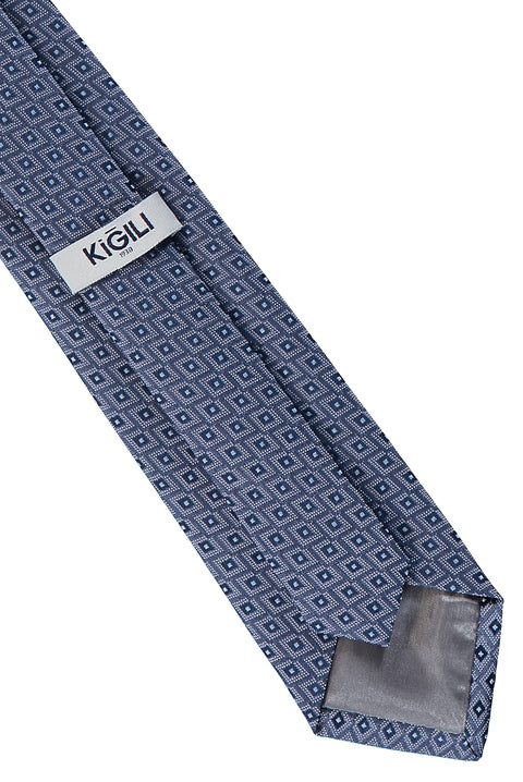 Light Blue Geometric Patterned Tie (7.5 cm)