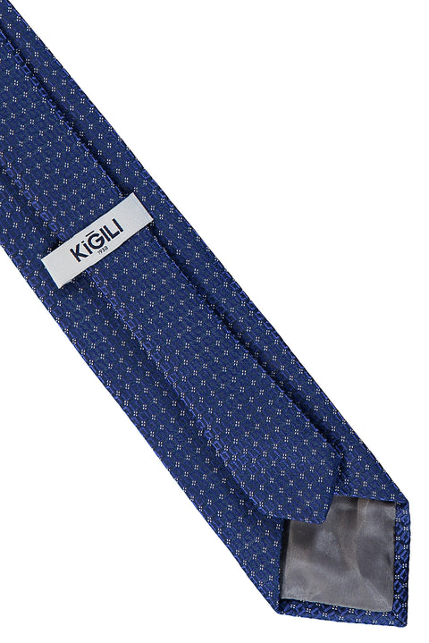 Mid Navy Micro Patterned Tie (7.5 cm)