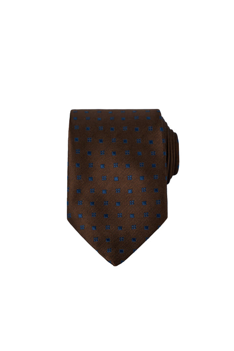 Medium Brown Geometric Pattern Tie (7.5 cm)