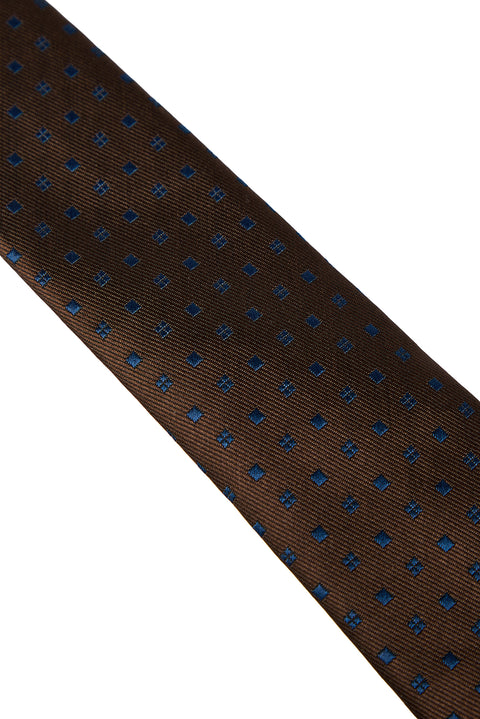 Medium Brown Geometric Pattern Tie (7.5 cm)