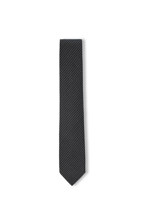 Black Armure Patterned Tie (7.5 cm)