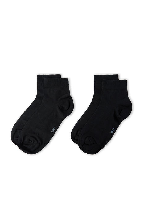Black 2-Pack Plain Cotton Low-Cut Socks