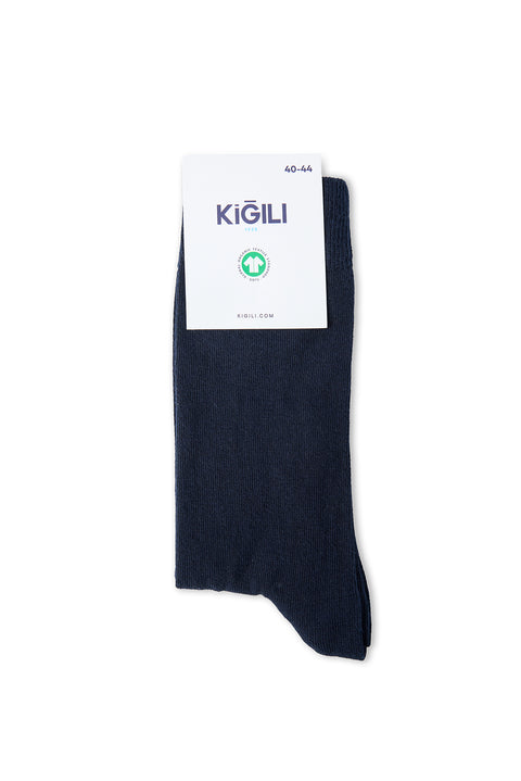 Dark Navy Single Organic Cotton Blend Plain Ankle Socks