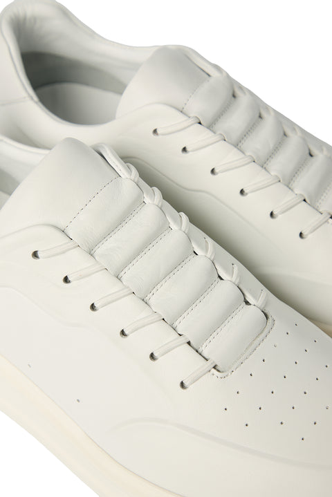 White Lace-Up Sneaker Leather Shoes