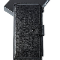 Black Leather Wallet with Phone Compartment (Length: 18CM Height: 9 CM) Phone Holder (16.5 CM * 7.5 CM)