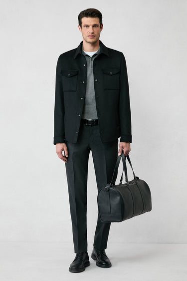 Orta Anrasit Melanj Polo Yaka Regular Fit Düğmeli Triko Kazak