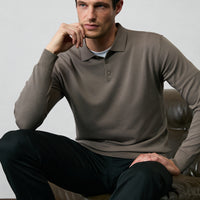 Orta Vizon Polo Yaka Regular Fit Düğmeli Triko Kazak