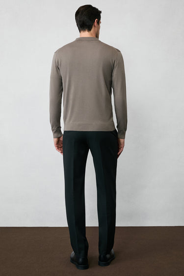 Orta Vizon Polo Yaka Regular Fit Düğmeli Triko Kazak