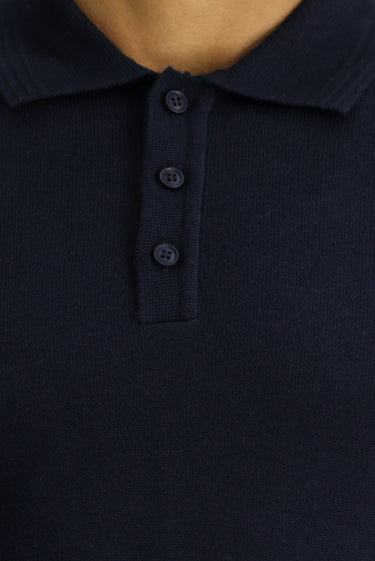 Koyu Lacivert Polo Yaka Regular Fit Pamuklu Triko Kazak