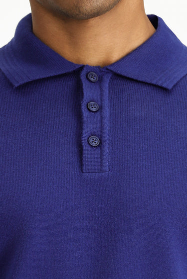 İndigo Polo Yaka Regular Fit Pamuklu Triko Kazak