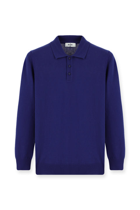 İndigo Polo Yaka Regular Fit Pamuklu Triko Kazak