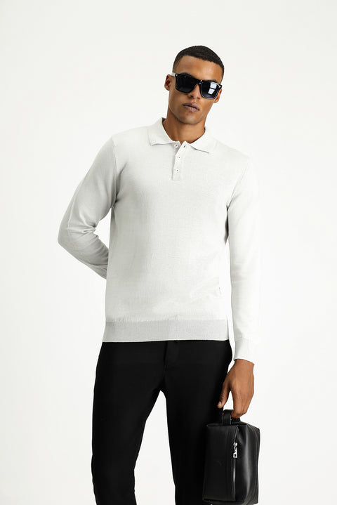 Taş Polo Yaka Regular Fit Pamuklu Triko Kazak