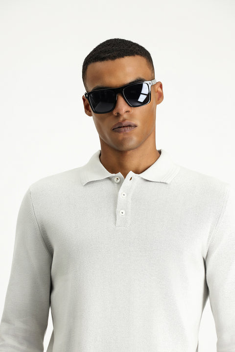 Taş Polo Yaka Regular Fit Pamuklu Triko Kazak