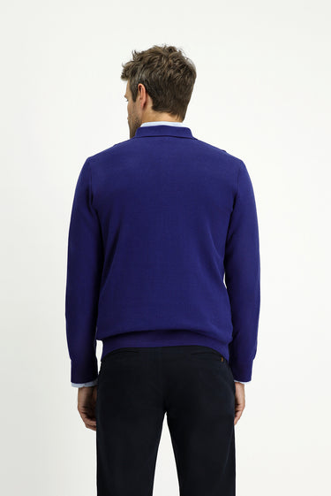  İndigo Polo Yaka Regular Fit Pamuklu Kaşmirli Triko Kazak