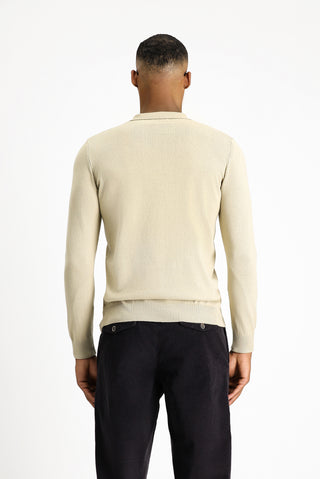  Orta Bej Polo Yaka Regular Fit Pamuklu Kaşmirli Triko Kazak