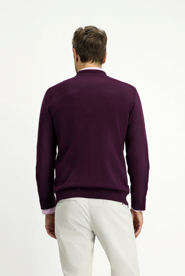  Koyu Bordo Polo Yaka Regular Fit Pamuklu Kaşmirli Triko Kazak