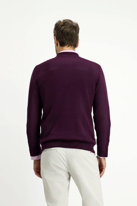 Koyu Bordo Polo Yaka Regular Fit Pamuklu Kaşmirli Triko Kazak