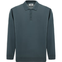 Küf Yeşili Polo Yaka Regular Fit Yünlü Örme Triko Kazak