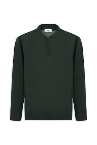  Asker Haki Polo Yaka Düğmeli Regular Fit Sıcak Tutan Yünlü Triko Kazak