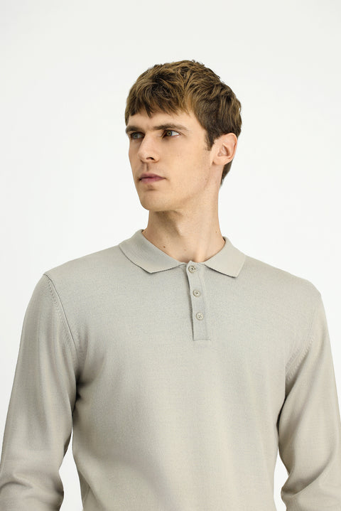 Taş Polo Yaka Düğmeli Regular Fit Sıcak Tutan Yünlü Triko Kazak