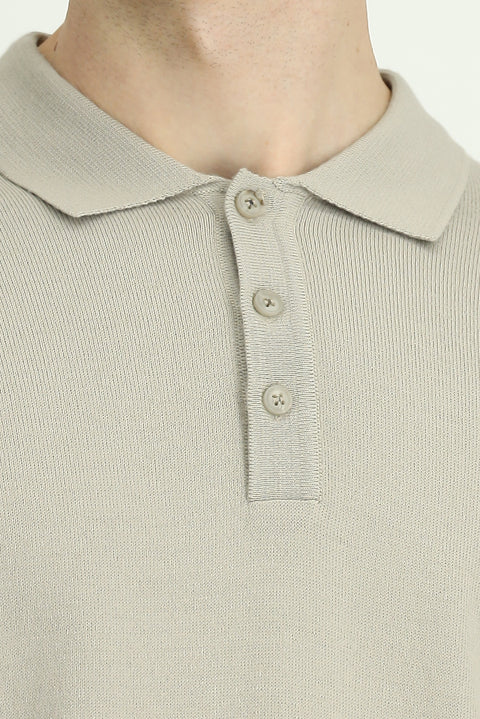 Taş Polo Yaka Düğmeli Regular Fit Sıcak Tutan Yünlü Triko Kazak