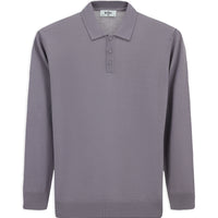 Lila Polo Yaka Regular Fit Yünlü Örme Triko Kazak