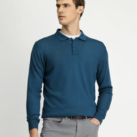 Koyu Yeşil Polo Yaka Düğmeli Regular Fit Sıcak Tutan Yünlü Triko Kazak