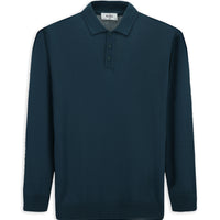 Koyu Yeşil Polo Yaka Regular Fit Yünlü Örme Triko Kazak