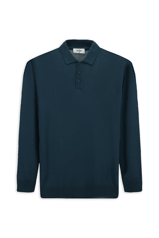  Koyu Yeşil Polo Yaka Regular Fit Yünlü Örme Triko Kazak