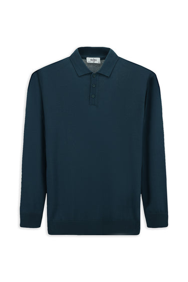  Koyu Yeşil Polo Yaka Regular Fit Yünlü Örme Triko Kazak