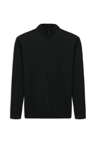  Siyah Regular Fit Yarım Balıkçı Yaka Fermuarlı Triko Kazak