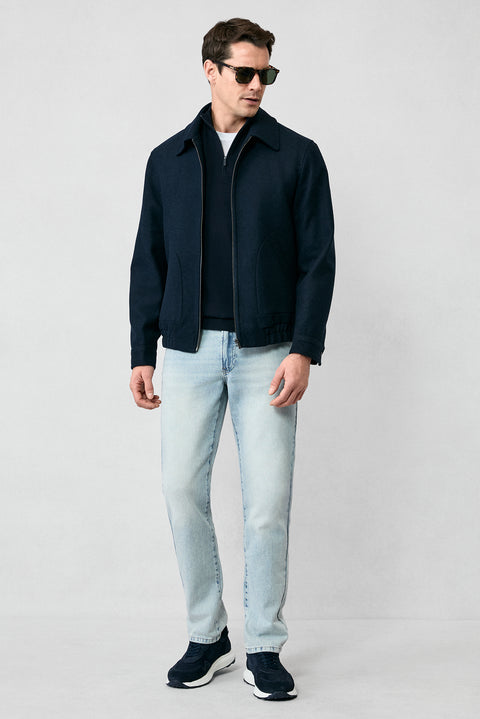 Koyu Lacivert Regular Fit Yarım Balıkçı Yaka Fermuarlı Triko Kazak