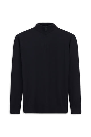  Koyu Lacivert Regular Fit Yarım Balıkçı Yaka Fermuarlı Triko Kazak