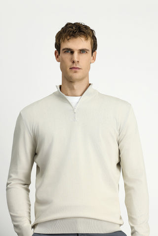  Taş Regular Fit Yarım Balıkçı Yaka Fermuarlı Triko Kazak