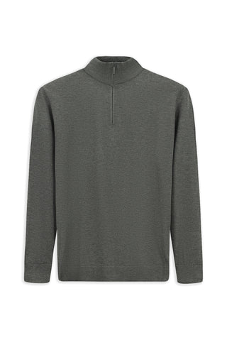  Orta Anrasit Melanj Regular Fit Yarım Balıkçı Yaka Fermuarlı Triko Kazak