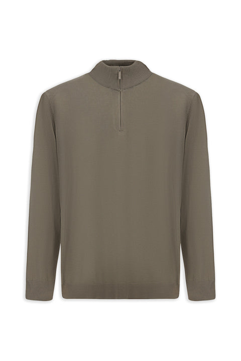 Orta Vizon Regular Fit Yarım Balıkçı Yaka Fermuarlı Triko Kazak