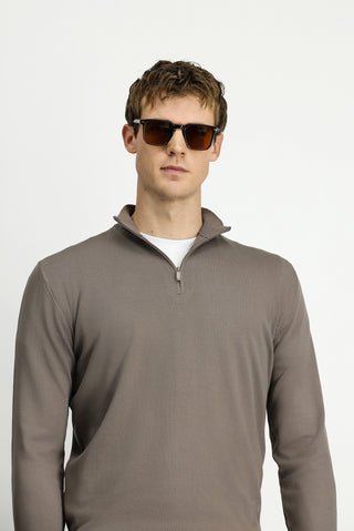  Orta Vizon Regular Fit Yarım Balıkçı Yaka Fermuarlı Triko Kazak