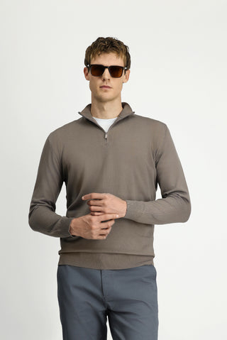  Orta Vizon Regular Fit Yarım Balıkçı Yaka Fermuarlı Triko Kazak