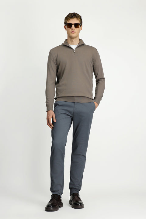 Orta Vizon Regular Fit Yarım Balıkçı Yaka Fermuarlı Triko Kazak