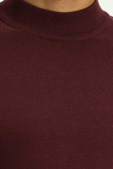 Koyu Bordo Yarım Balıkçı Yaka Regular Fit Pamuklu Triko Kazak