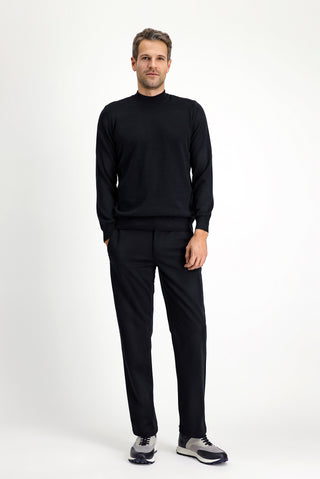  Siyah Yarım Balıkçı Yaka Regular Fit Pamuklu Kaşmirli Triko Kazak