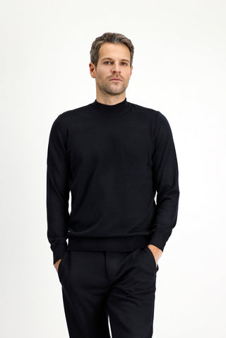  Siyah Yarım Balıkçı Yaka Regular Fit Pamuklu Kaşmirli Triko Kazak