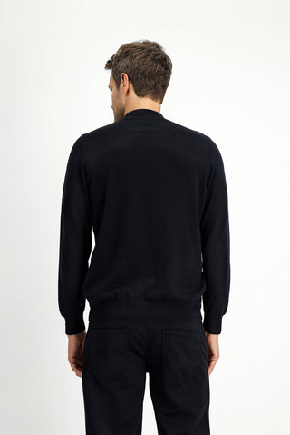  Siyah Yarım Balıkçı Yaka Regular Fit Pamuklu Kaşmirli Triko Kazak
